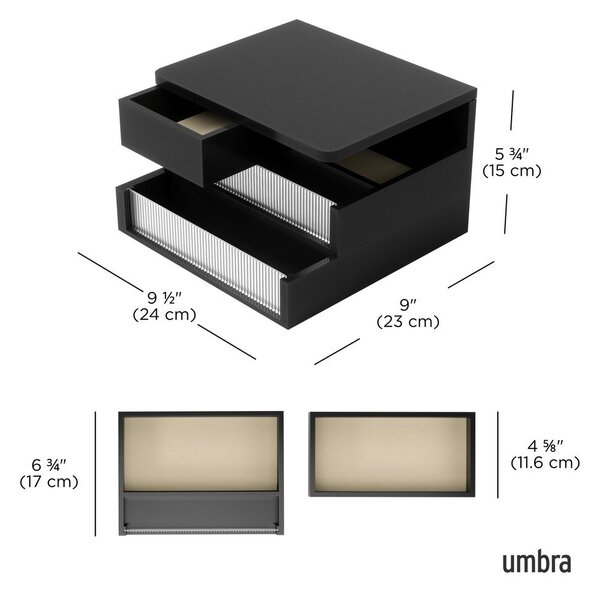 Матово черно дървен органайзер за баня Malibu – Umbra