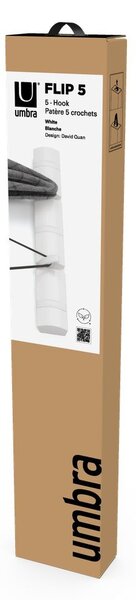 Стенна закачалка от масивен бор в матово бял цвят 51 cm Flip – Umbra