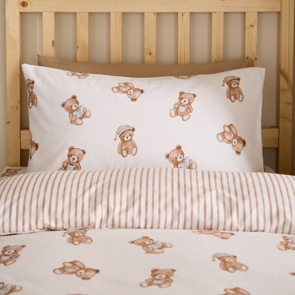 Кремаво единично фланелено детско спално бельо 120x150 cm Brushed Teddy Bear – Catherine Lansfield