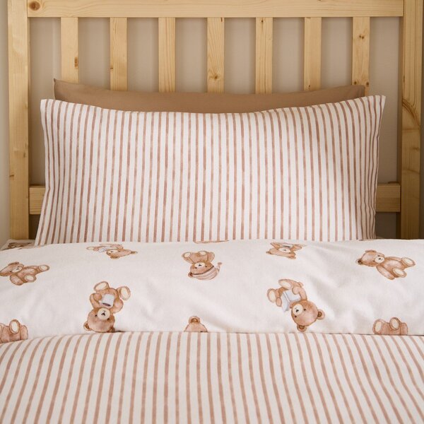 Кремаво единично фланелено детско спално бельо 120x150 cm Brushed Teddy Bear – Catherine Lansfield
