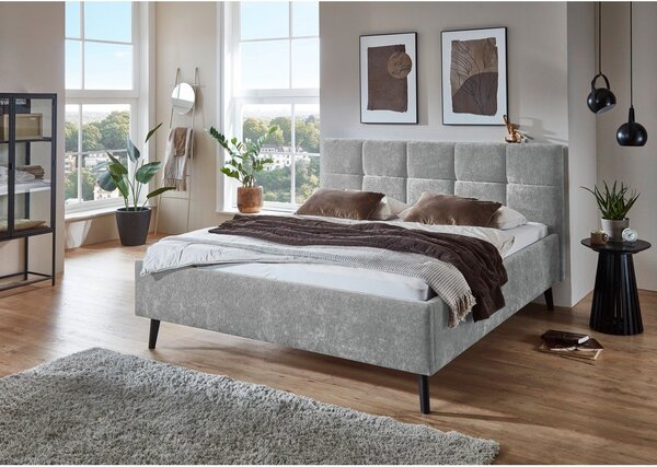 Сиво двойно легло 180x200 cm тапицирано без ламелно дъно Nova – Meise Möbel