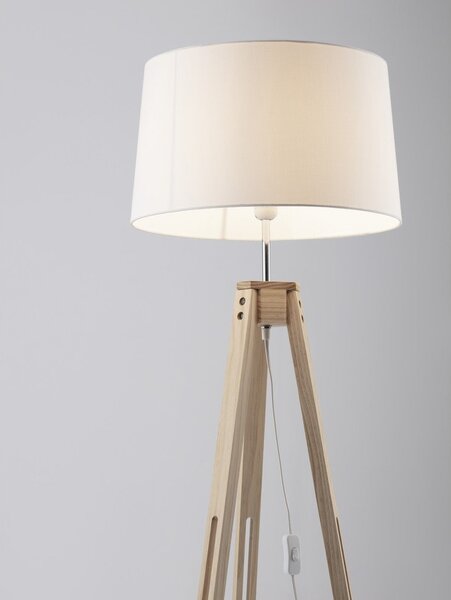 Бяла/в естествен цвят подова лампа (височина 145 cm) Leroy – Nova Luce