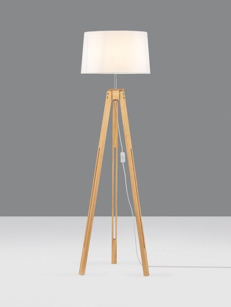 Бяла/в естествен цвят подова лампа (височина 145 cm) Leroy – Nova Luce