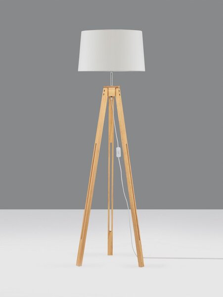 Бяла/в естествен цвят подова лампа (височина 145 cm) Leroy – Nova Luce