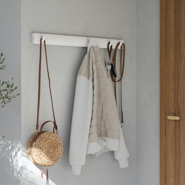 Стенна закачалка от масивен бор в матово бял цвят 81 cm Flip – Umbra