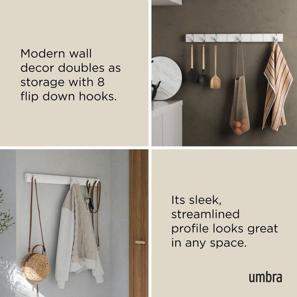 Стенна закачалка от масивен бор в матово бял цвят 81 cm Flip – Umbra