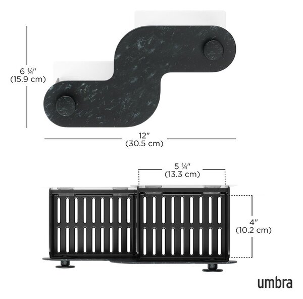 Матово черно пластмасови рафтове за баня 2 бр. без пробиване Nami – Umbra