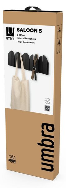 Матово черно стоманена стенна закачалка 43 cm Saloon – Umbra