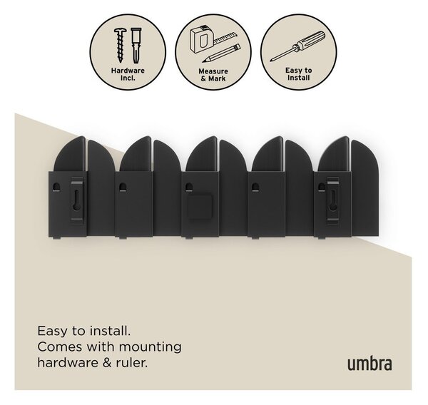 Матово черно стоманена стенна закачалка 43 cm Saloon – Umbra