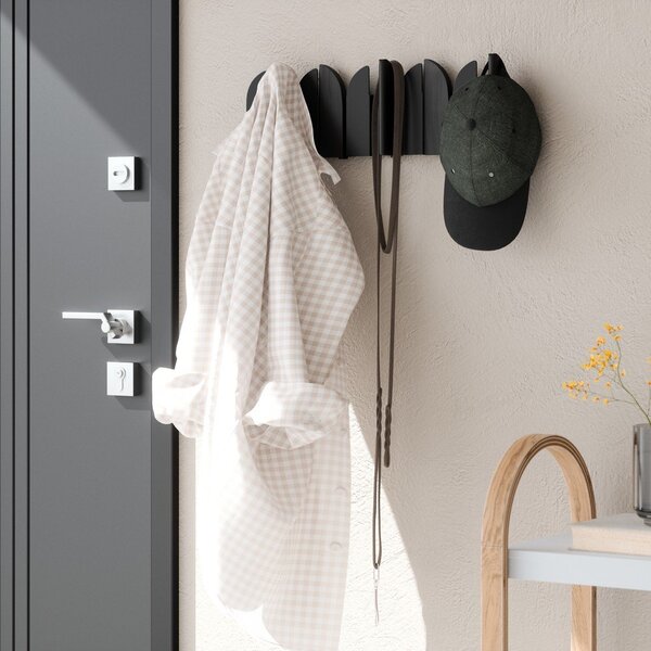 Матово черно стоманена стенна закачалка 43 cm Saloon – Umbra