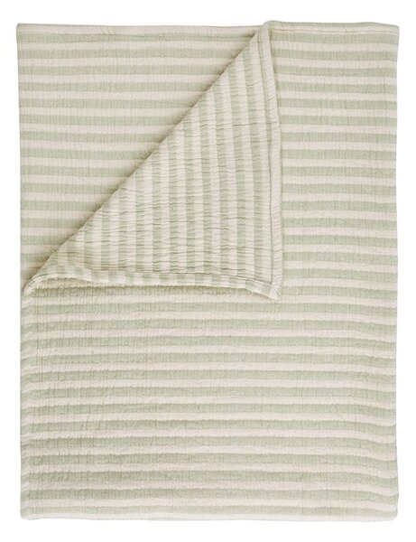 Зелено памучно одеяло 150x200 cm Cotton Muslin Stripe – Bianca