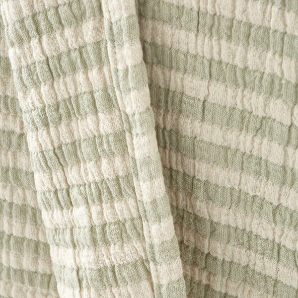 Зелено памучно одеяло 150x200 cm Cotton Muslin Stripe – Bianca