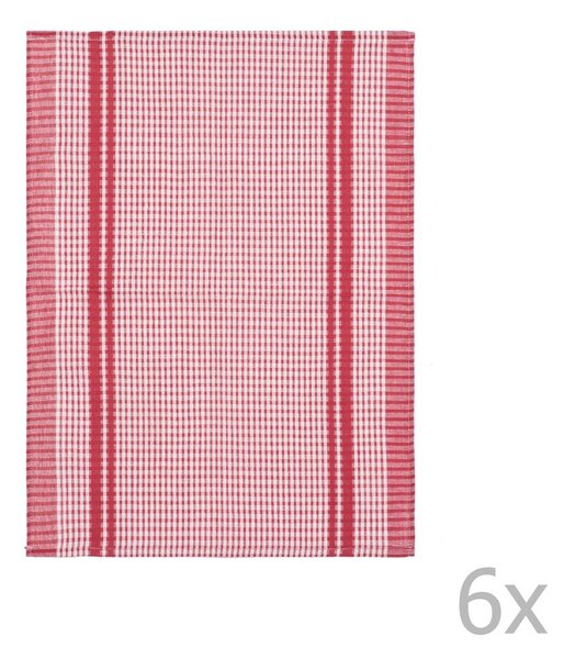 Комплект от 6 червени памучни кърпи за чай Waffle, 50 x 70 cm - Tiseco Home Studio