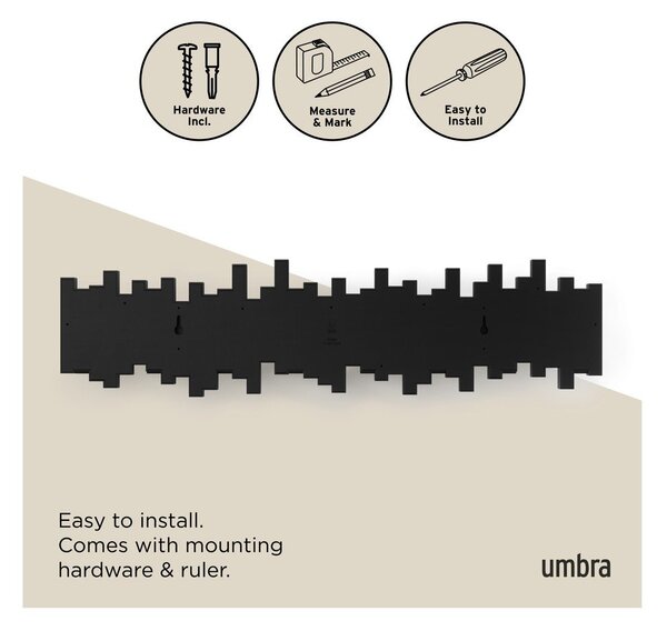 Черна пластмасова стенна закачалка 72 cm Sticks – Umbra