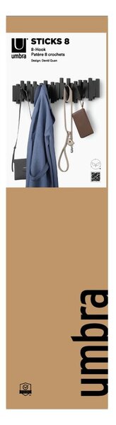 Черна пластмасова стенна закачалка 72 cm Sticks – Umbra