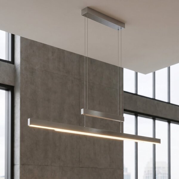 Trio Lighting LED висяща лампа Trajan, 2700-5000K, никел матов, Затъмняване, Сив, Дневна/трапезария, Метал, Модерен