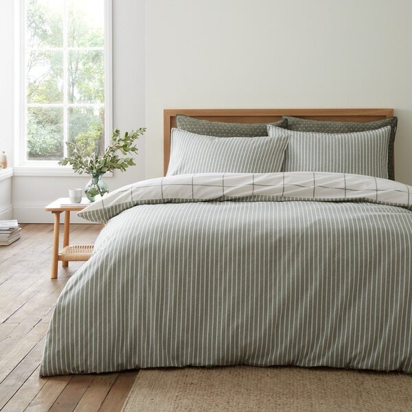 Зелено/кремаво единично фланелено спално бельо 135x200 cm Brushed Regal Check – Bianca