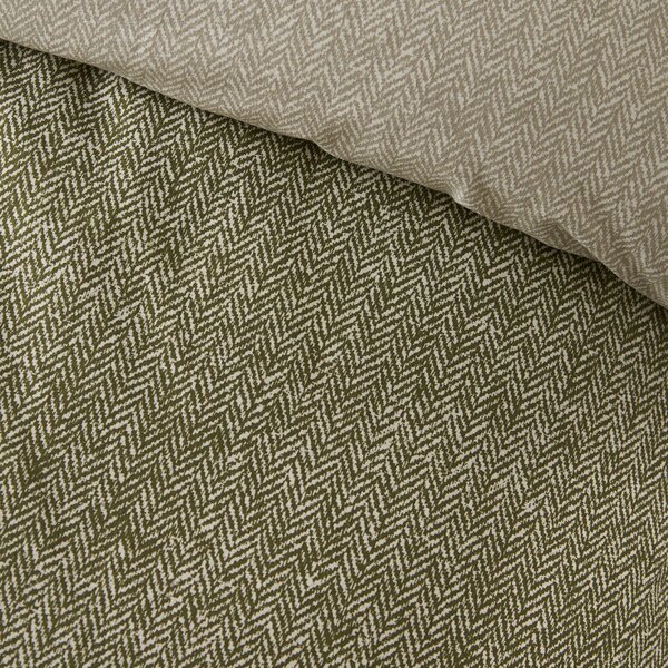 Зелено единично фланелено спално бельо 135x200 cm Brushed Herringbone – Catherine Lansfield
