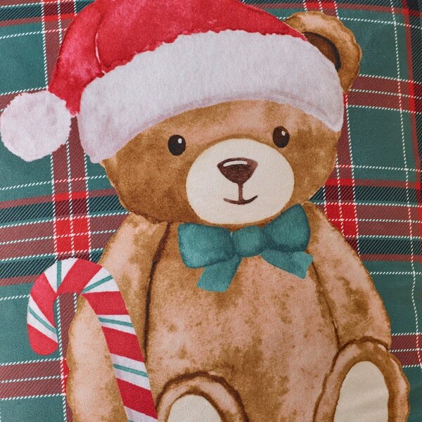 Декоративна възглавница с коледен мотив 45x45 cm Christmas Tartan Teddy Bear – Catherine Lansfield