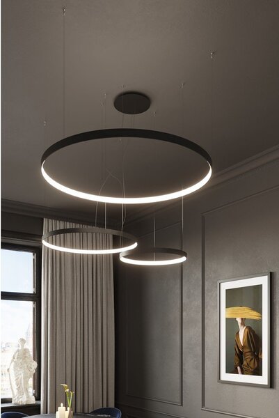 Черно алуминиево LED висящо осветително тяло ø 110 cm RIO – Thoro