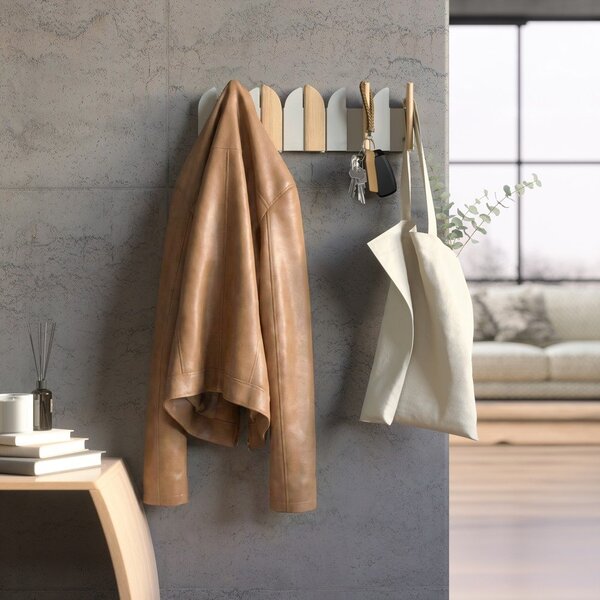 Бежова/в естествен цвят стоманена стенна закачалка 43 cm Saloon – Umbra