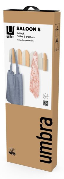 Бежова/в естествен цвят стоманена стенна закачалка 43 cm Saloon – Umbra