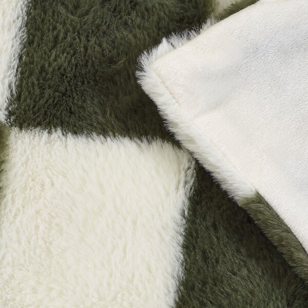 Бяло/зелено одеяло 130x170 cm Cosy Soft Checkerboard – Catherine Lansfield