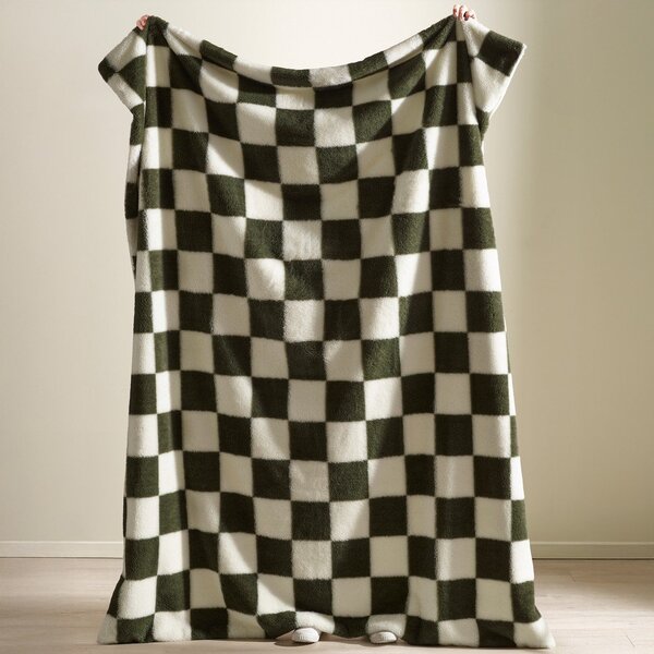Бяло/зелено одеяло 130x170 cm Cosy Soft Checkerboard – Catherine Lansfield