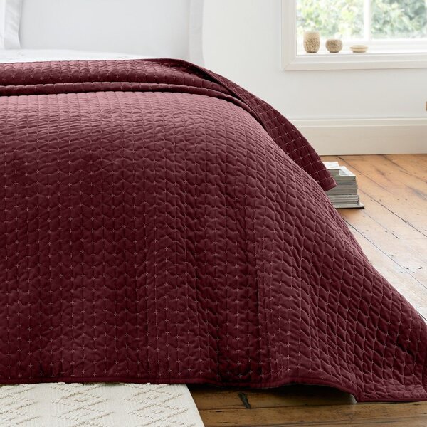 Бордо капитонирано покривало за легло 240x260 cm Attica Velvet – Bianca