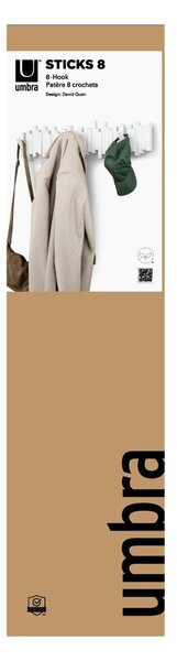 Бяла пластмасова стенна закачалка 72 cm Sticks – Umbra