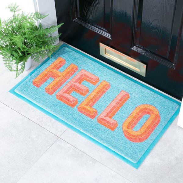 Изтривалка от рециклирана пластмаса 40x70 cm Blue Hello – Artsy Doormats