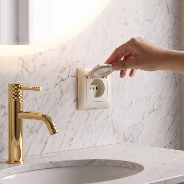 Единичен контакт със заземяване и капаче OSTE JNH005-G Beige