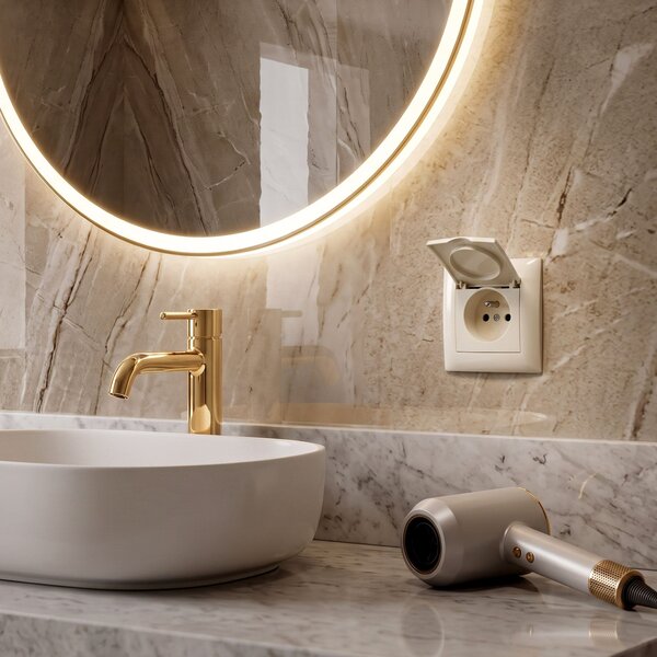 Единичен контакт със заземяване и капаче OSTE JNH005-G Beige