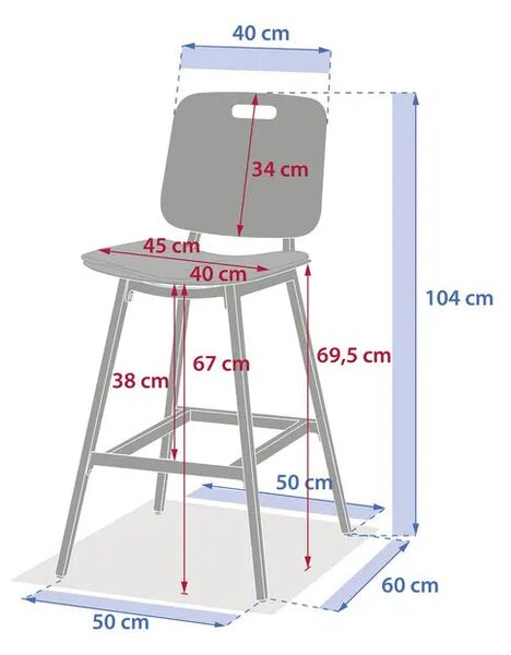 Градински бар стол Hesperide Terzano, 2 бр