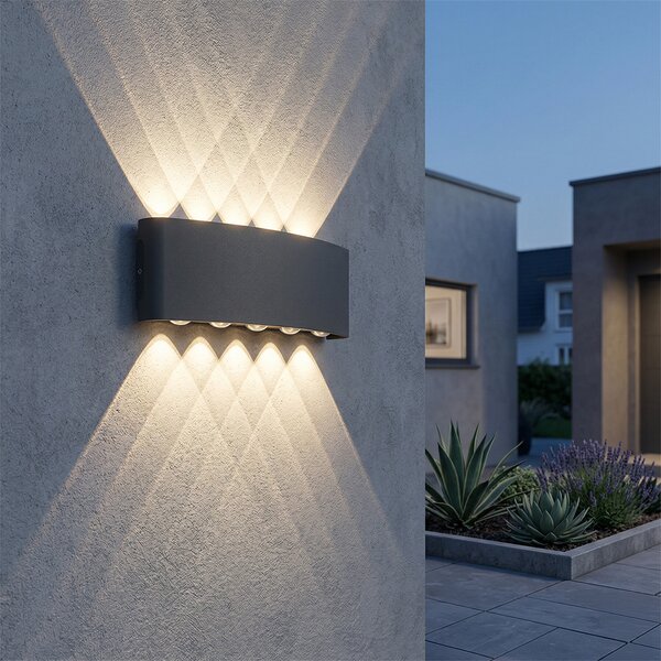 Външна стенна лампа тъмно сива с LED 10-светлина IP54 - Silly