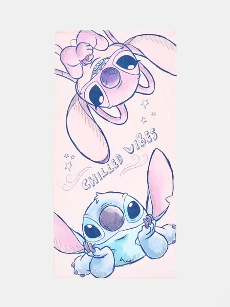 Sinsay - Памучна кърпа Stitch - пастелнорозово