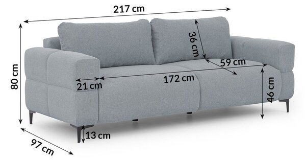 Сиво-син диван 217 cm Helio – Ropez