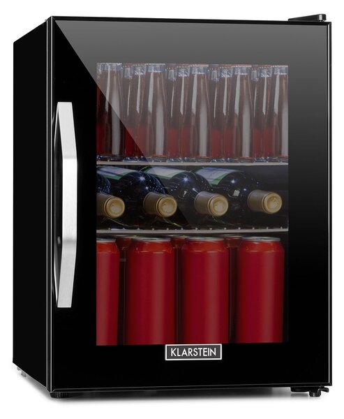 Klarstein Beersafe М Onyx, охладител за напитки, D, LED, 2 метални решетки, стъклена врата, onyx