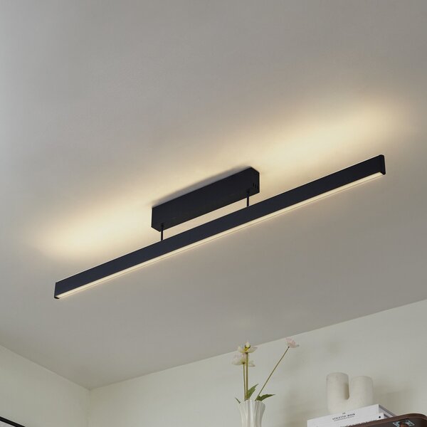 Lucande Smart LED таванска лампа Mylosh, черна, CCT, Tuya, Затъмняване, Черен, Дневна/трапезария, Алуминий, Модерен