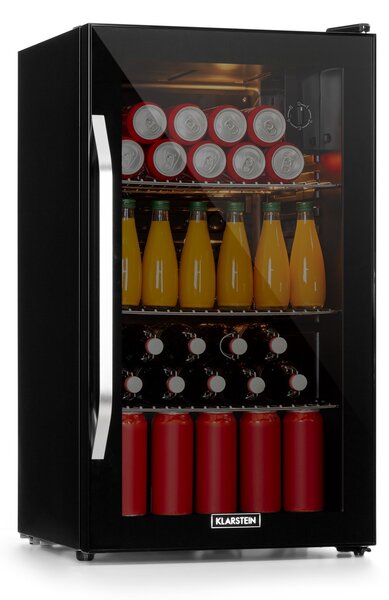 Klarstein Beersafe XXL Onyx, охладител за напитки, D, 3 метални решетки, стъклена врата, onyx