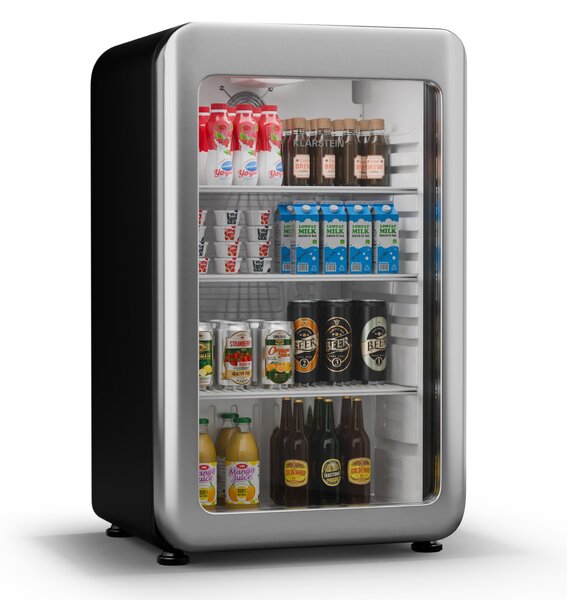 Klarstein Audrey Evo охладител за напитки, Ретро дизайн, стъклена врата, 95 L, EEK C