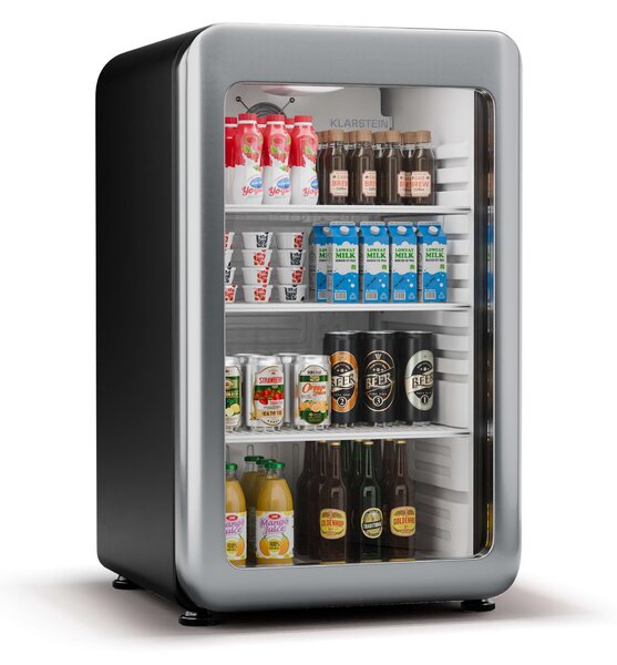 Klarstein Audrey Evo охладител за напитки, Ретро дизайн, стъклена врата, 115 L, EEK C