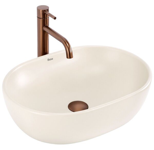 Комплект Конзолна WC Чиния Focus + Умивалник за Плот Rea Focus Creme