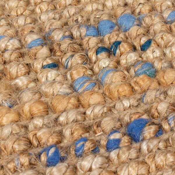 Синьо-естествена ръчно изработена ютена пътека 60x230 cm Jute Boucle Blue – Flair Rugs