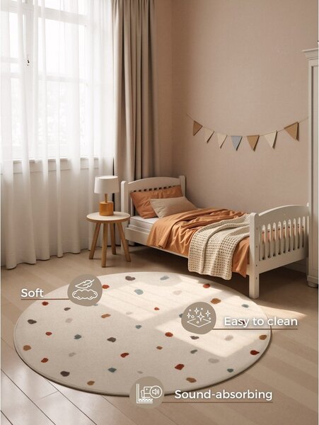 Кремав детски килим ø160 cm Funny Dots – Hanse Home