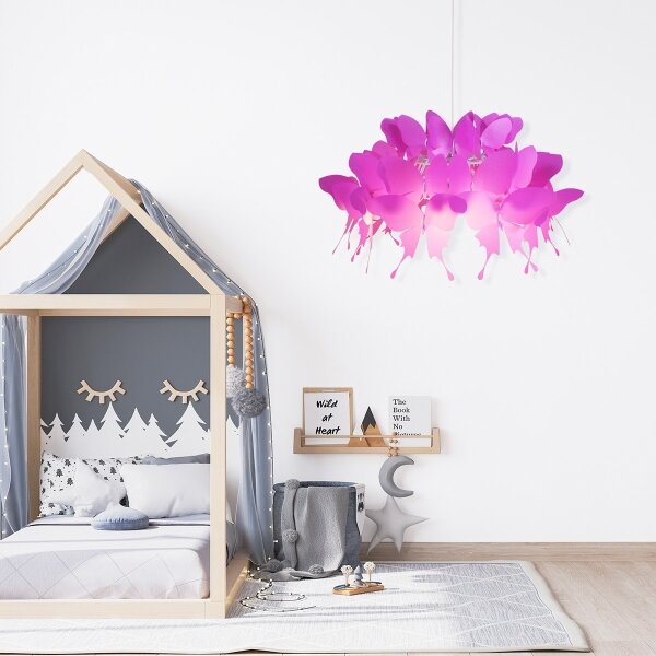 Детски полилей FARFALLA 1xE27/60W/230V розов
