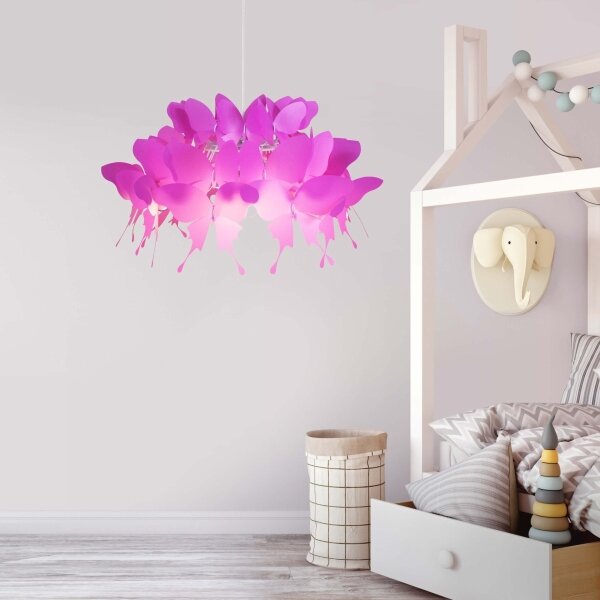 Детски полилей FARFALLA 1xE27/60W/230V розов