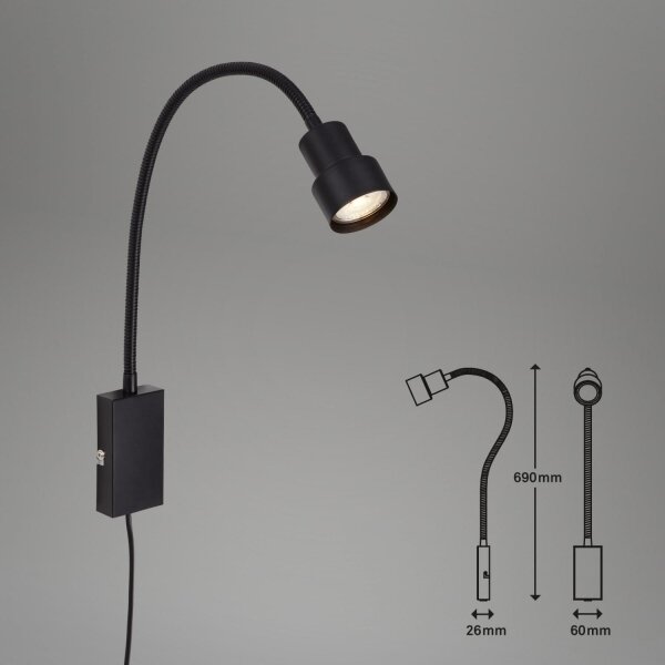 Briloner 2085-015 - LED сензорна лампа за стена TUSI 1xGU10/5W/230V черен