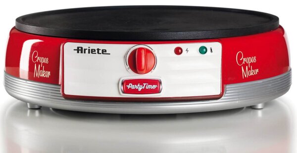 Уред за палачинки Ariete PARTY TIME 0202/00, 1000W, Незалепващо покритие, Лесно почистване, Индикатор за готовност, Червен