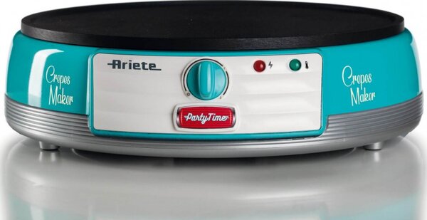Уред за палачинки Ariete PARTY TIME 0202/01, 1000W, Незалепващо покритие, Лесно почистване, Индикатор за готовност, Тюркоаз